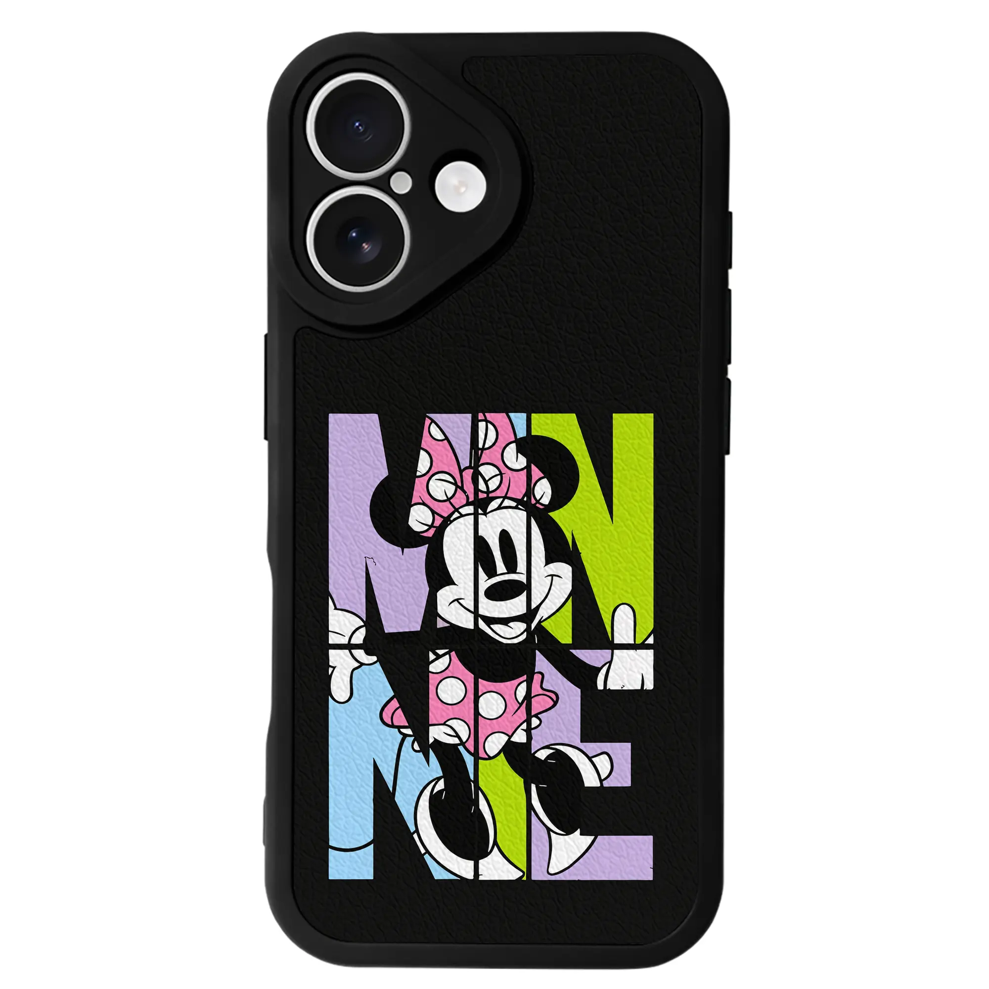 ミッキーマウス（Mickey Mouse） グッズ ミニーマウス（Minnie Mouse） - IPhone 16シリーズ対応 ・ シリコンスマホケース ・ レザー調 ・ 高精度フィット ・ 耐衝撃 ・ ワイヤレス充電対応 ・ 精密カット